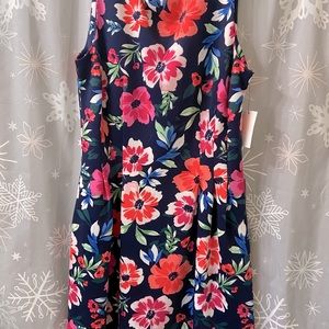 Navy and floral midi dress for casual event